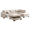 DORNO Right Facing Corner Sofa with Storage Ottoman, Fabric Beige