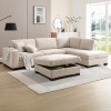 DORNO Right Facing Corner Sofa with Storage Ottoman, Fabric Beige
