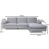ALEX Corner Sofa Fabric Grey Velure (Left Sitting Chaise)