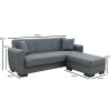 JACKSON-Max Storage Corner Sofabed, Fabric Dark Grey