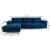 ALEX Corner Sofa Fabric Navy Blue Velure (Right Sitting Chaise)