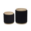 MATIC Set-2 Storage Stool-Side Table Teddy Black Fabric