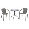 BALENO-W Set (Table D60cm+2 Armchairs) Metal Anthracite/Mixed Grey Wicker