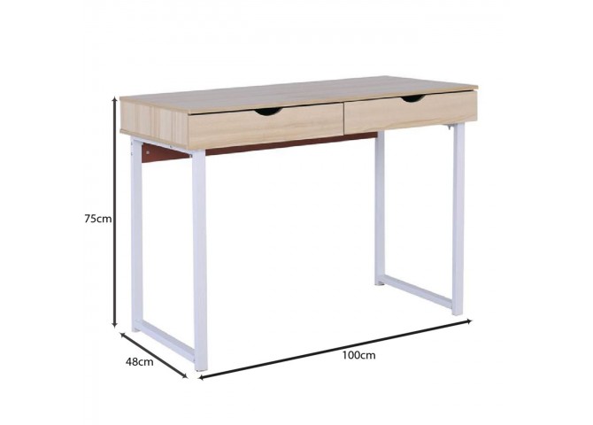 ΓΡΑΦΕΙΟ Η/Υ (2-συρτ) 100x48x75cm Μεταλ.Άσπρο/Maple
