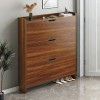 SHOE CABINET 80x17x115cm MDF-Melamine Walnut