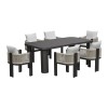 BOSTON Dining Set (Table 200x100cm+6 Armchairs) Alu Anthracite/Rope Wicker Beige