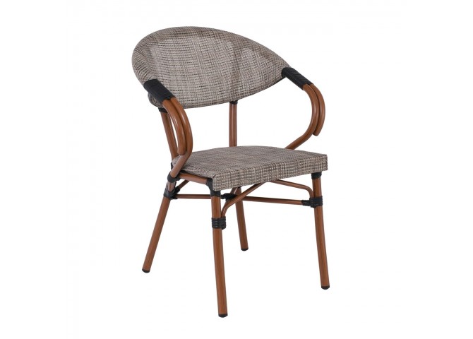 COSTA Armchair Alu Walnut/Textilene Beige