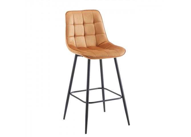 MYRIAM Bar Stool Metal Black/Fabric Velure Beige