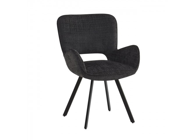 VETA Revolving Armchair Black Metal/Black Fabric