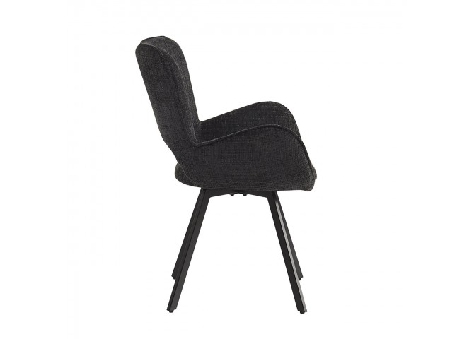 VETA Revolving Armchair Black Metal/Black Fabric