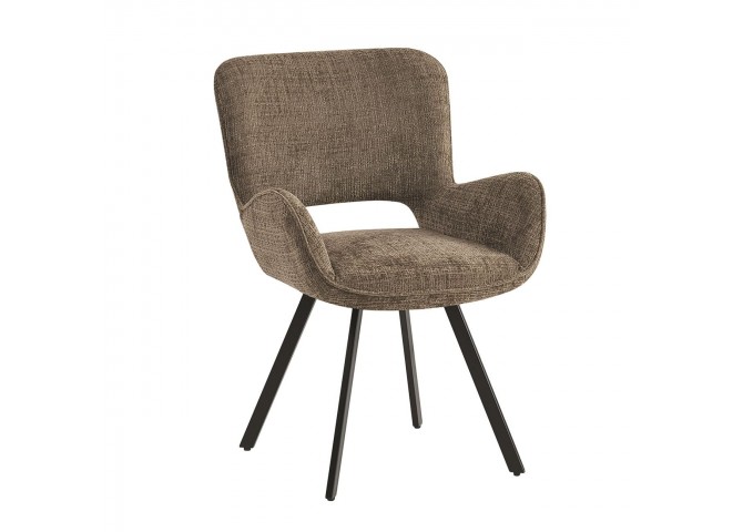 VETA Revolving Armchair Black Metal/Brown Fabric