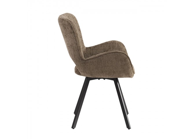 VETA Revolving Armchair Black Metal/Brown Fabric