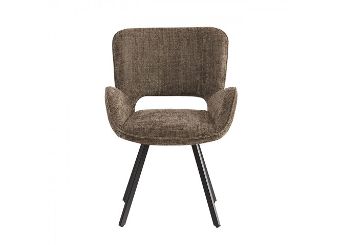 VETA Revolving Armchair Black Metal/Brown Fabric