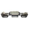 LOPEZ Set (4pcs) Metal-Wicker Brown (Cushions Beige)