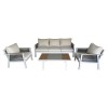 TORO Set (4pcs) Alu White/Rope Wicker Anthracite/Polywood Narural (Cushion Ecru)