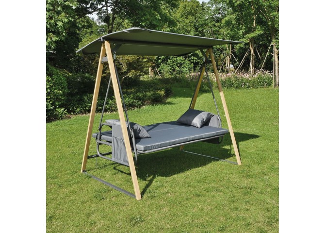 SURF Swing 3-Sater (Bed) Metal Natural-Dark Grey, Fabric Grey