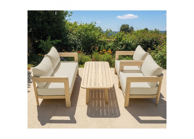 FLORIDA Living Set (4 pcs) Acacia, Cushions Beige