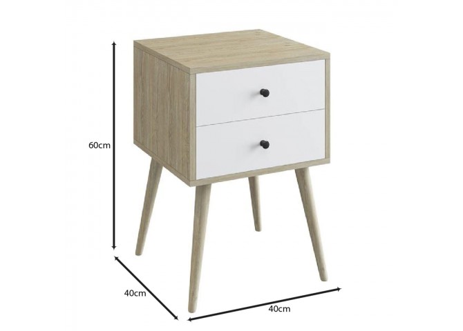 ALIDA Bedside 2-Drawers 40x40x60cm Sonoma/White