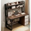 PC Metal Desk 3 Drawers/3 Shelves 120x50x74/147cm Black/Walnut