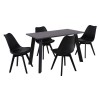 MARTIN Set (Table 120x70+4 Chairs) MDF Grey Walnut/Black PP