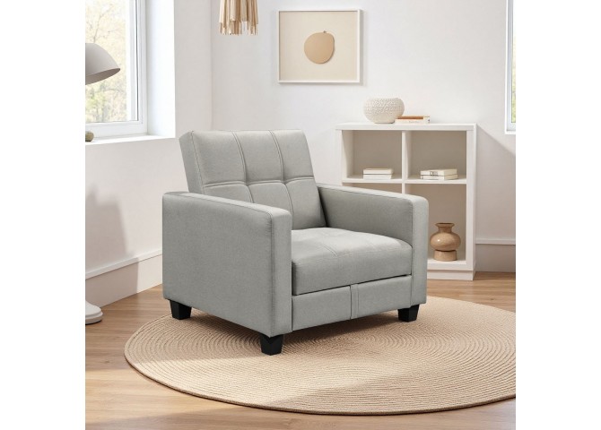 KELSO Armchair Bed w/Storage, Fabric Light Grey