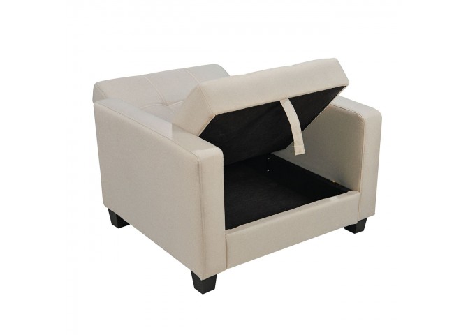 KELSO Armchair Bed w/Storage, Fabric Cappuccino