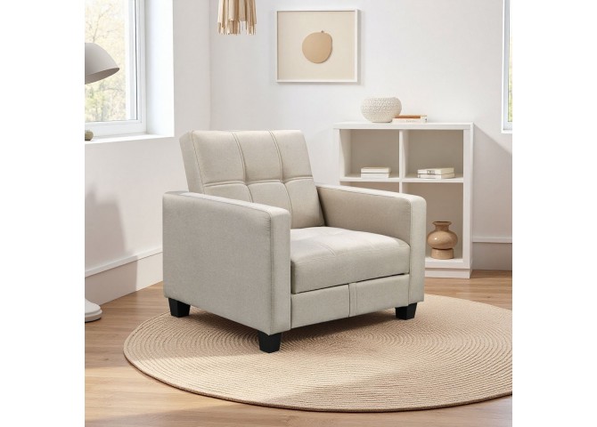KELSO Armchair Bed w/Storage, Fabric Cappuccino