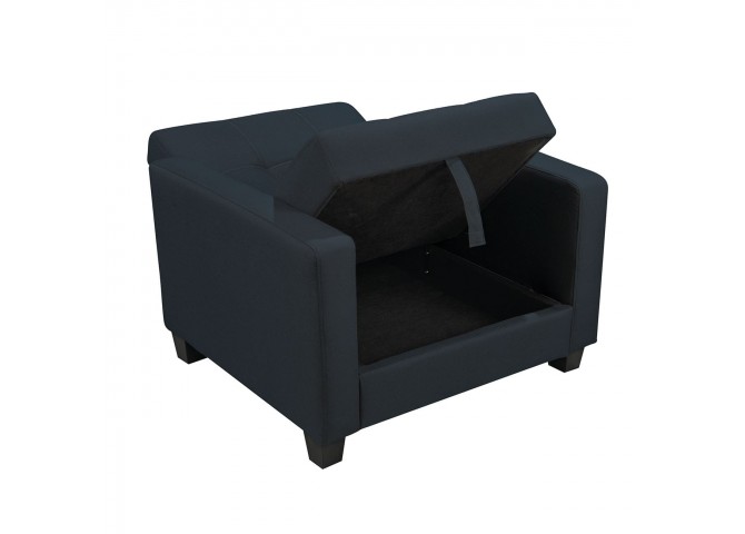 KELSO Armchair Bed w/Storage, Fabric Black