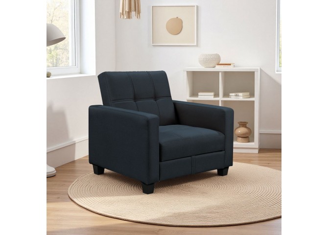 KELSO Armchair Bed w/Storage, Fabric Black