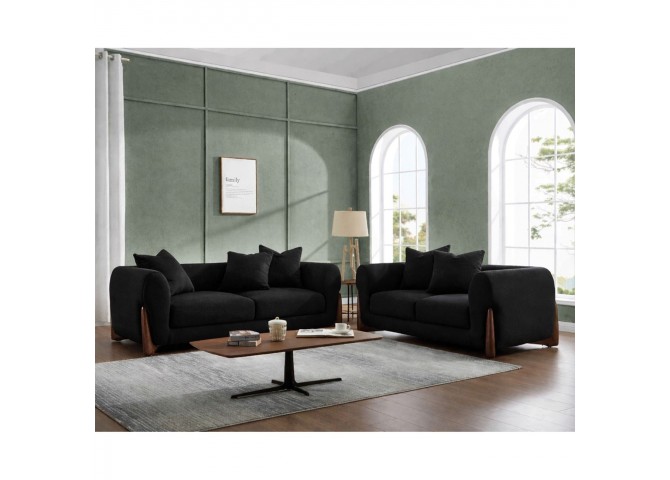 KANSAS Sofa Set (2+3) Teddy Black Fabric