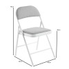 BRENDA Folding Chair Grey Fabric (White Paint)
