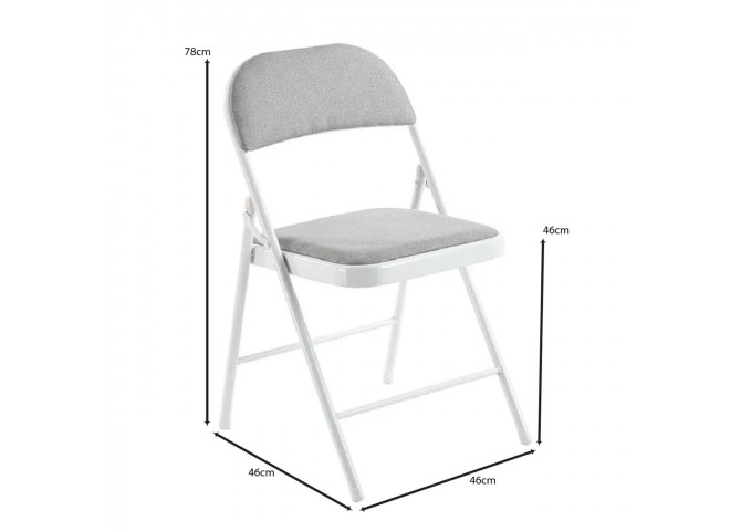 BRENDA Folding Chair Grey Fabric (White Paint)