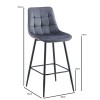 MYRIAM Bar Stool Metal Black/Fabric Velure Dark Grey