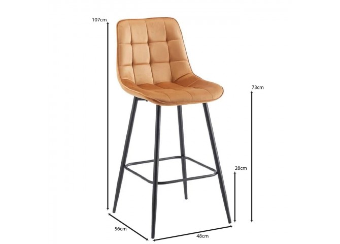 MYRIAM Bar Stool Metal Black/Fabric Velure Beige