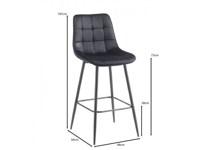 MYRIAM Bar Stool Metal Black/Fabric Velure Black