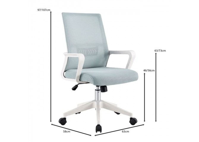 BF2965 Office Armchair White/Mesh Grey-Blue