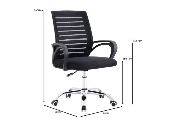BF2140 Office Armchair Chromed Base/Mesh Black