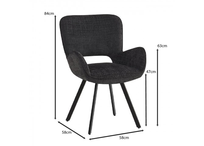 VETA Revolving Armchair Black Metal/Black Fabric