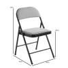 BRENDA Folding Chair Grey Fabric (Black Paint)
