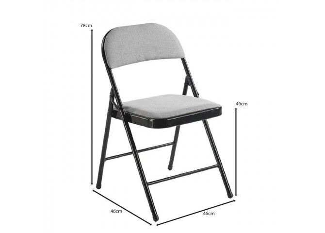 BRENDA Folding Chair Grey Fabric (Black Paint)