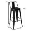 RELIX Bar Stool SH.66cm w/Back Metal Black