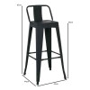 RELIX Bar Stool SH.66cm w/Back Metal Black Matte