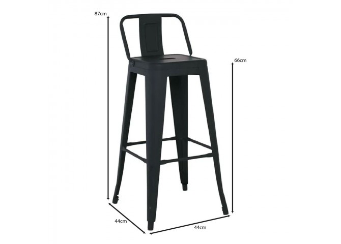 RELIX Bar Stool SH.66cm w/Back Metal Black Matte