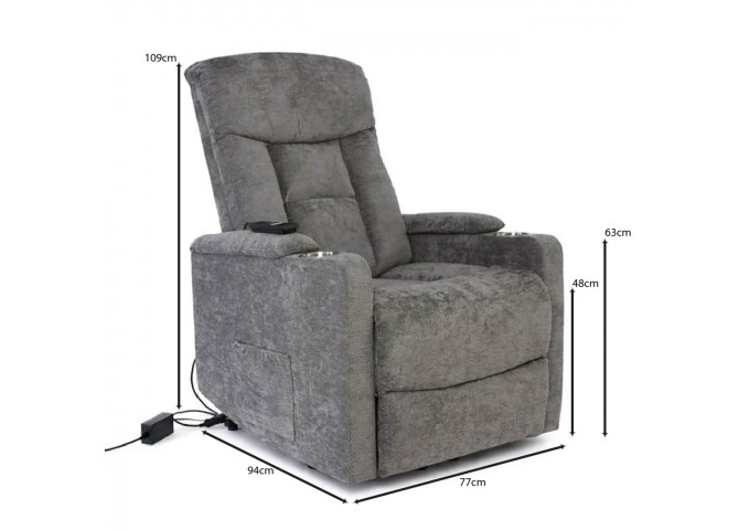 NANCY Lift-Relax Armchair, Fabric Dark Grey (Electric Lift & Tilt)