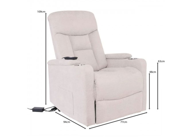 NANCY Lift-Relax Armchair, Fabric Beige (Electric Lift & Tilt)