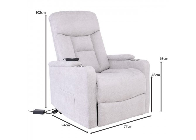 NANCY Lift-Relax Armchair, Fabric Light Grey (Electric Lift & Tilt)