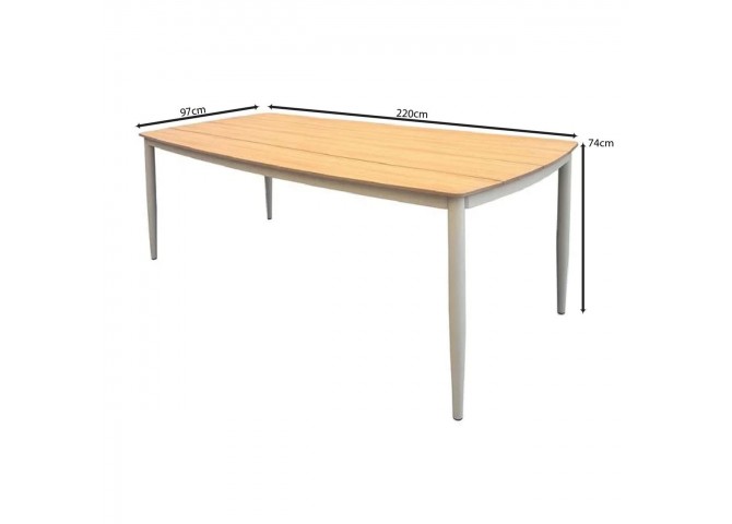 DENVER Table 220x97cm Alu Beige/Polywood Natural