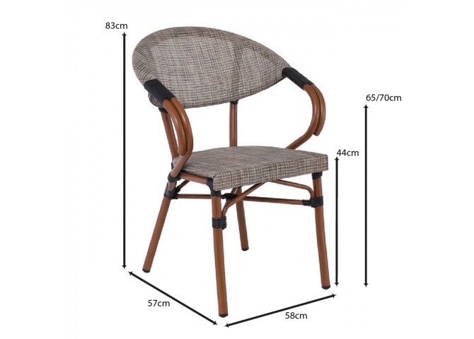 COSTA Armchair Alu Walnut/Textilene Beige