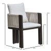 BOSTON Dining Set (Table 200x100cm+6 Armchairs) Alu Anthracite/Rope Wicker Beige