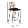 SALSA Bar Stool-Pro with Cushion (Metal Black/Wicker Natural)
